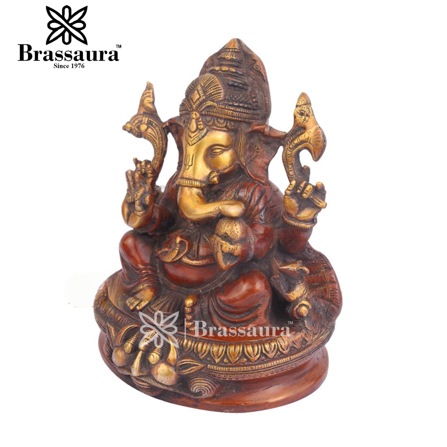 Brass Ganesha Statue For Home Decor And Gift Item Weight 3.8 Kg And Height 8 Inch