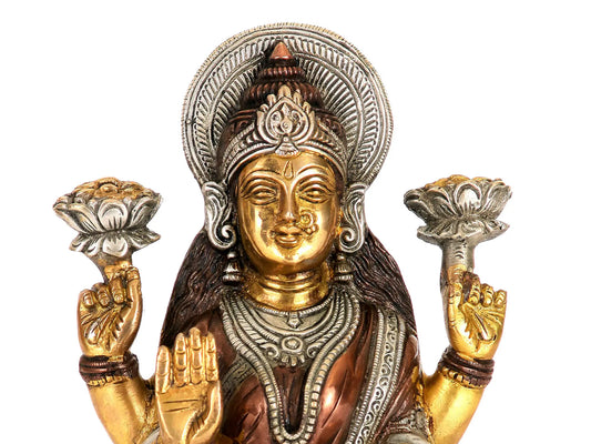 Brassaura® Brass Lakshmi Maa Statue | Height 8.07 Inches & Weight 2.90 kg