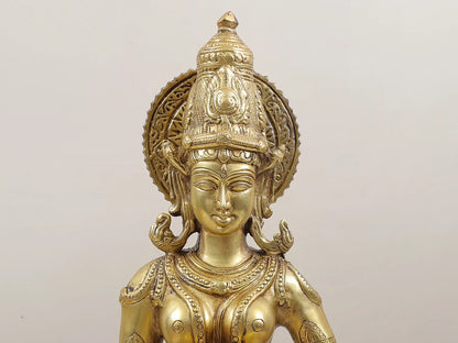 Brassaura® ब्रास डीप लक्ष्मी प्रतिमा | ऊंचाई 28.54 इंच और वजन 11.40 किलो