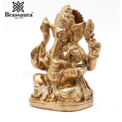 Brass Ganesha Statue For Home Decor And Gift Item Weight .8 Kg And Height 4 Inch