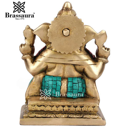 Brass Ganesha Statue For Home Decor And Gift Item Weight 1.9 Kg And Height 6.5 Inch