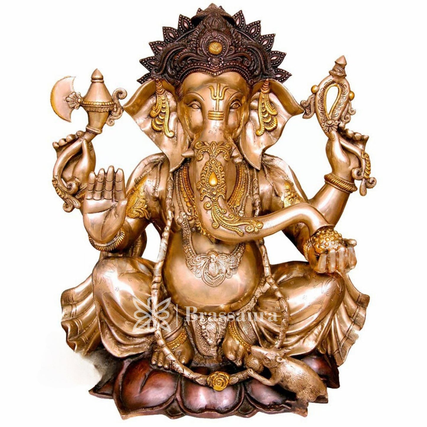 Brass Ganesha Statue For Home Decor And Gift Item Weight 56 Kg And Height 28 Inch