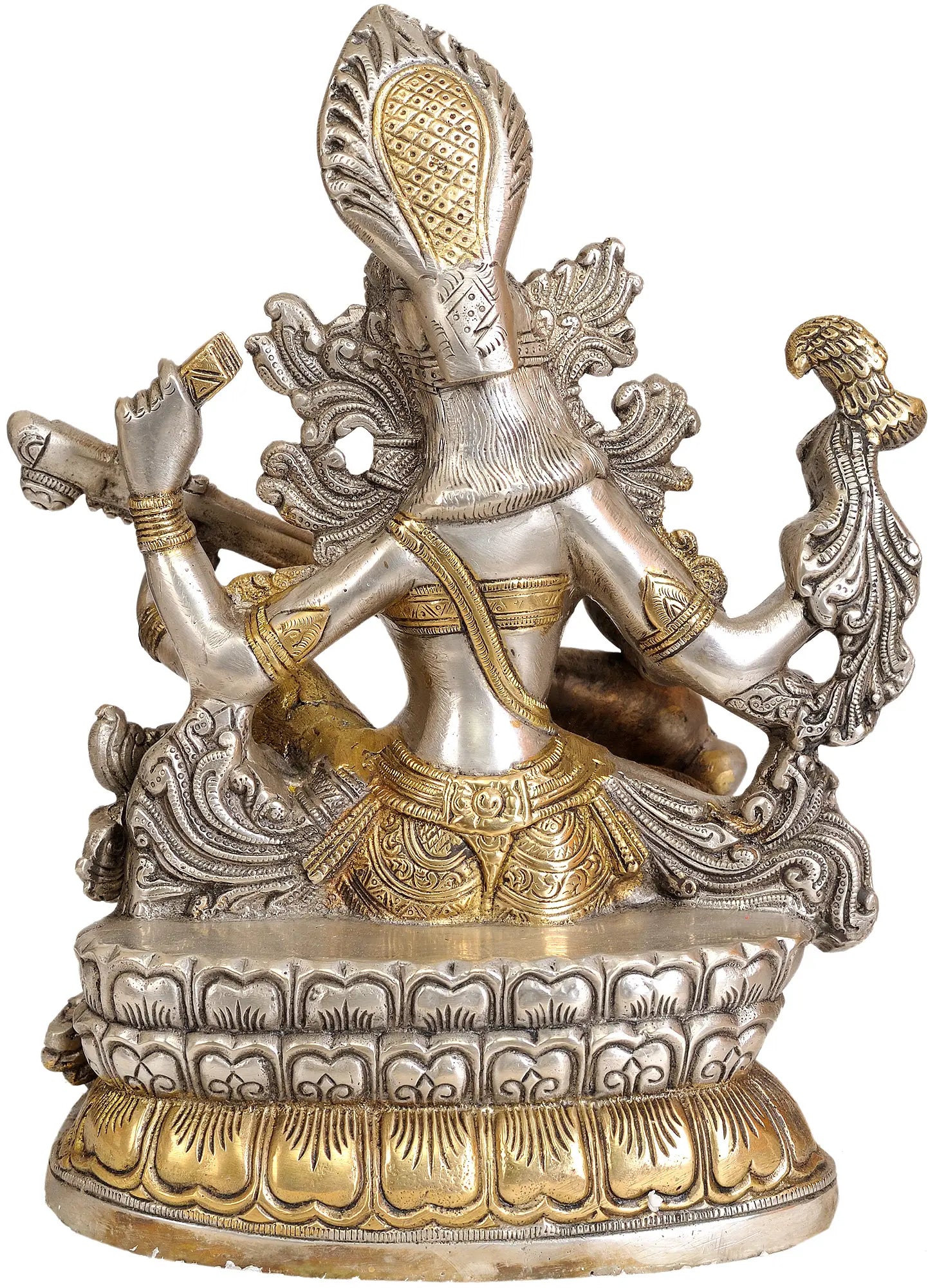 Brassaura® Brass Saraswati Maa Statue | Height 11.4 Inches & Weight 5.80 kg