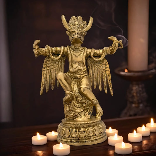 Brassaura™ Brass Garuda Idol – Height 4 Inches & Weight 1.4 Kgs | Traditional Temple Décor