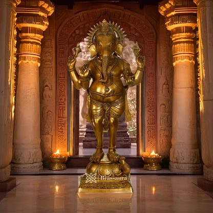 Brassaura™ Brass Ganesha Statue | Height 51.6 Inches & Weight 60 Kgs