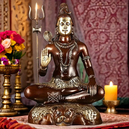 Brassaura™ Compact Brass Lord Shiva Murti – Height 22.5 Inches & Weight 16 Kgs | Devotional Ornament
