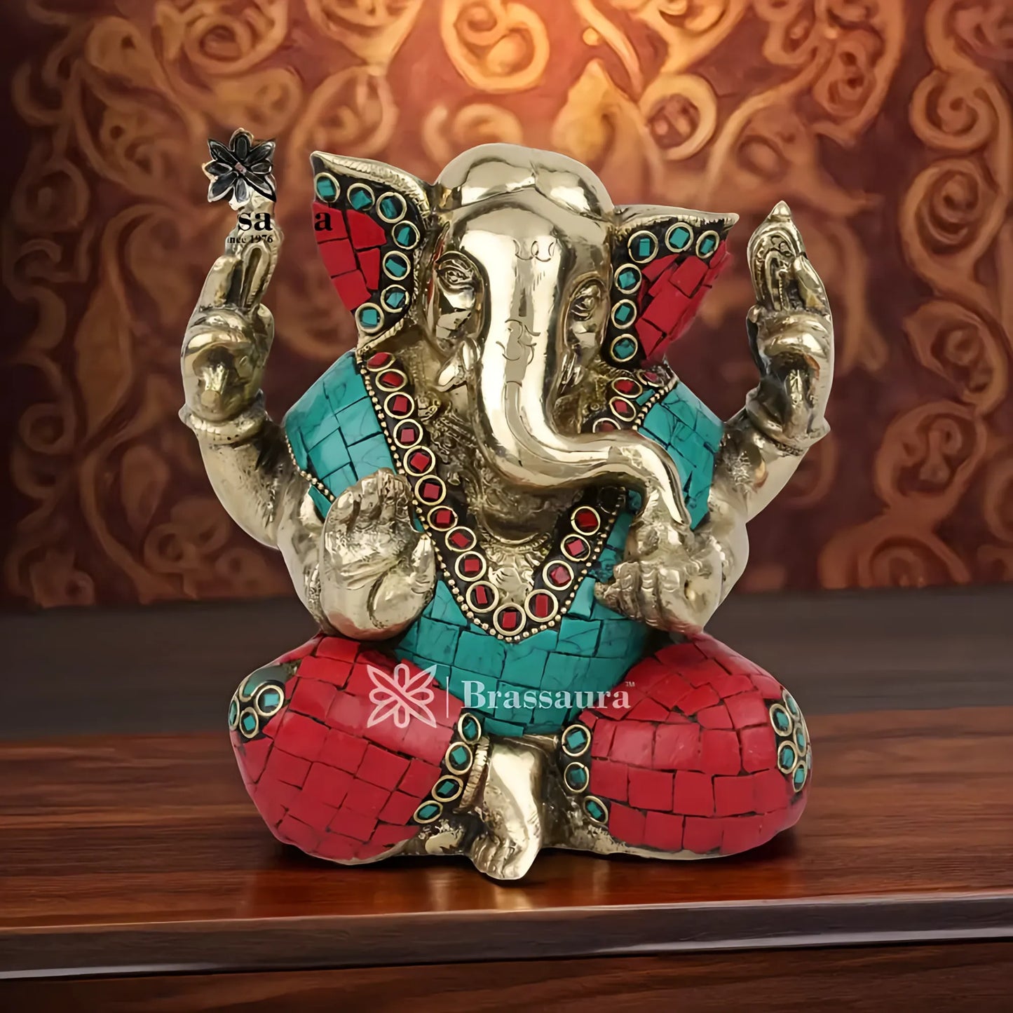Brassaura™ Brass Ganesha Statue | Handcrafted Vinayaka Idol for Home & Décor | Height 5.5 Inches & Weight 2.3 Kgs