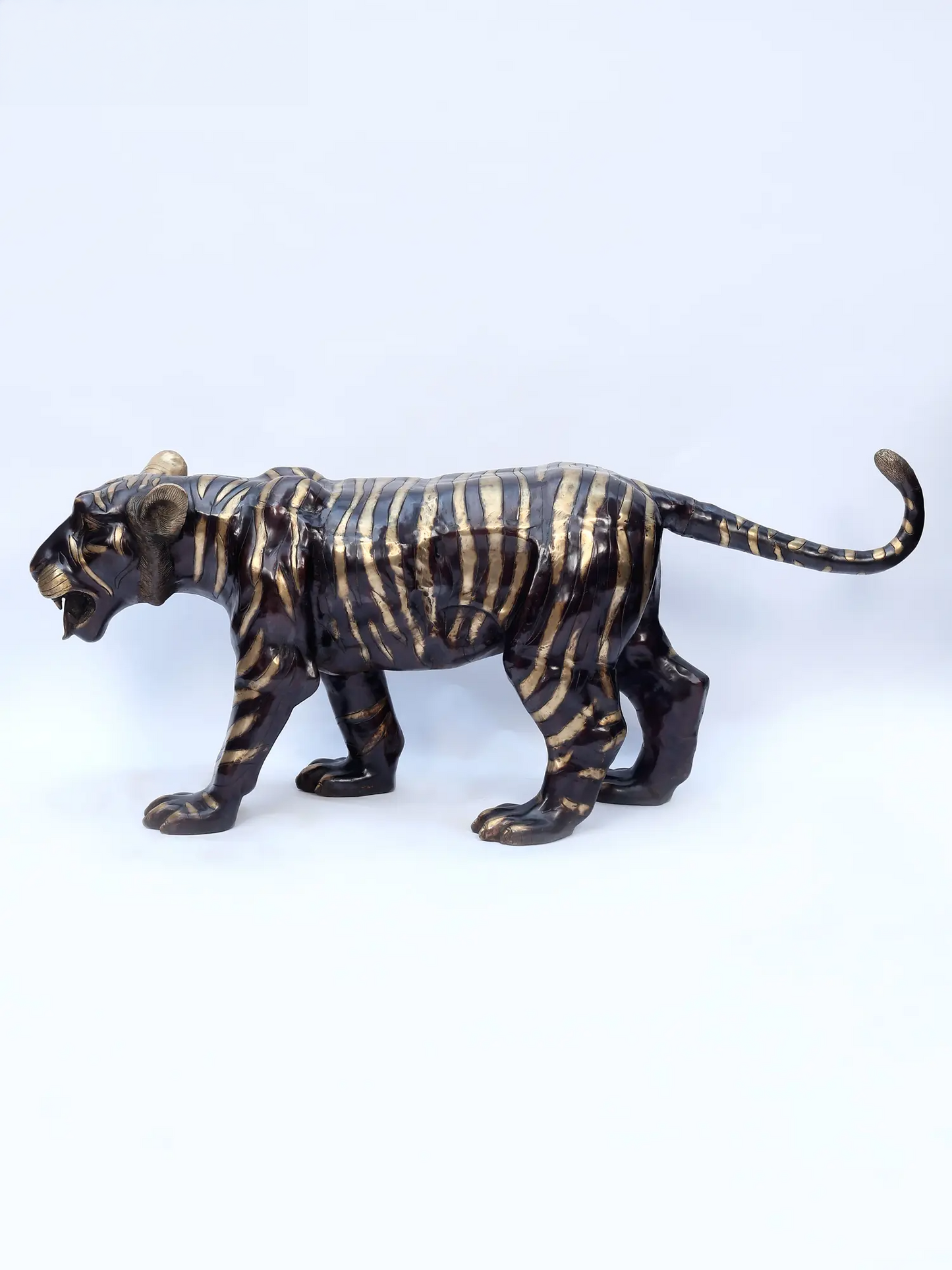 Brassaura® Walking Tiger Brass Sculpture | Pure Brass | Height 27.6 Inches & Weight 93.50 kgs