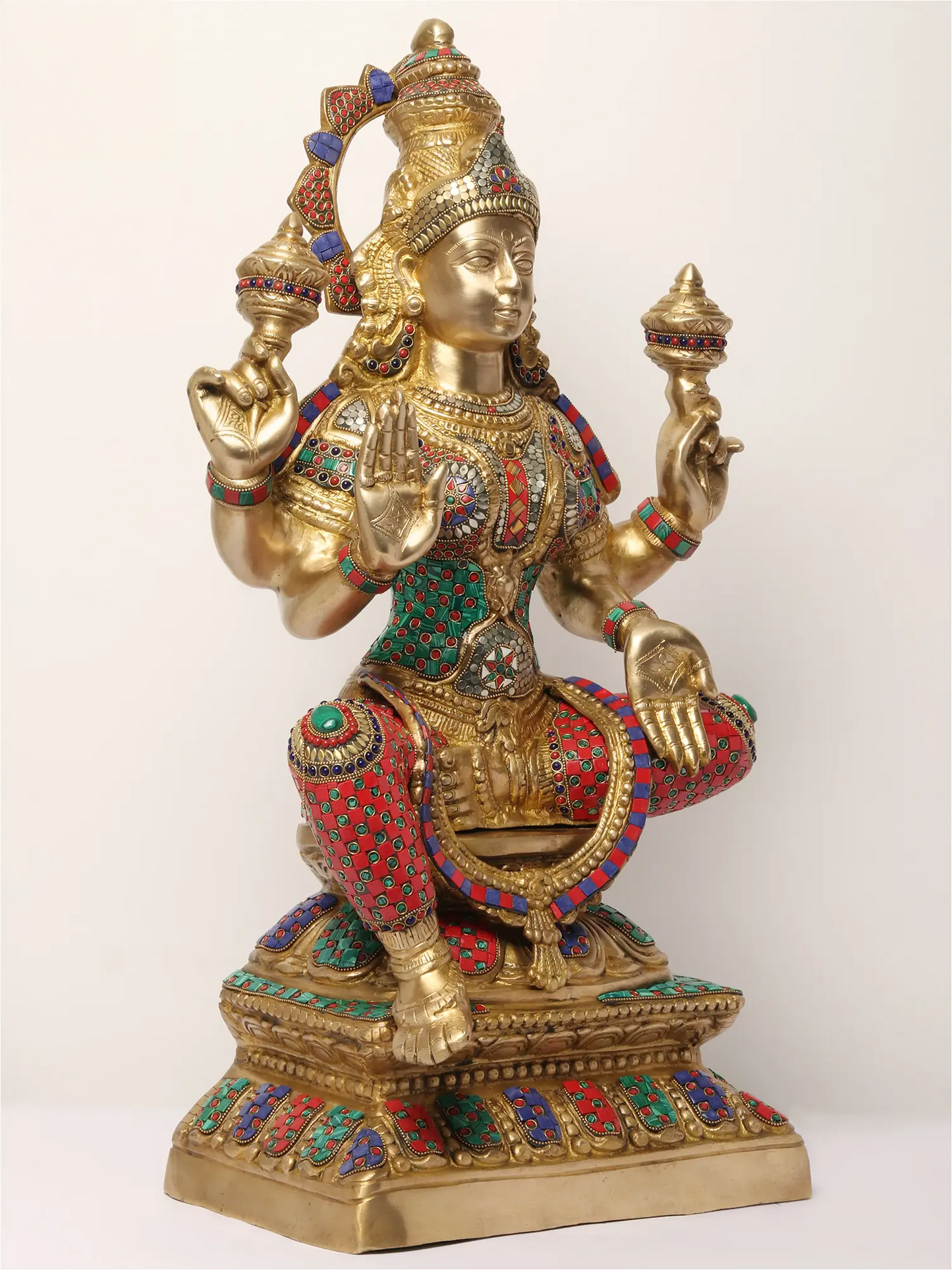Brassaura® Brass Lakshmi Statue | Height 28.94 Inches & Weight 32.80 kg