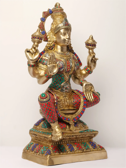 Brassaura® Brass Lakshmi Statue | Height 28.94 Inches & Weight 32.80 kg