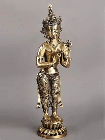 Brassaura® Brass Goddess Tara Statue | Height 30.5 Inches & Weight 8.50 kg