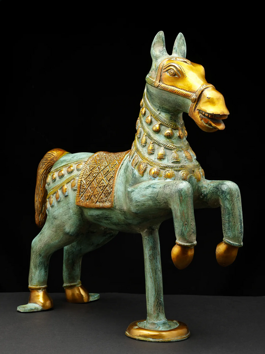 Brassaura® Brass Decorative Horse Sculpture | Pure Brass | Height 17.5 Inches & Weight 9.55 kgs