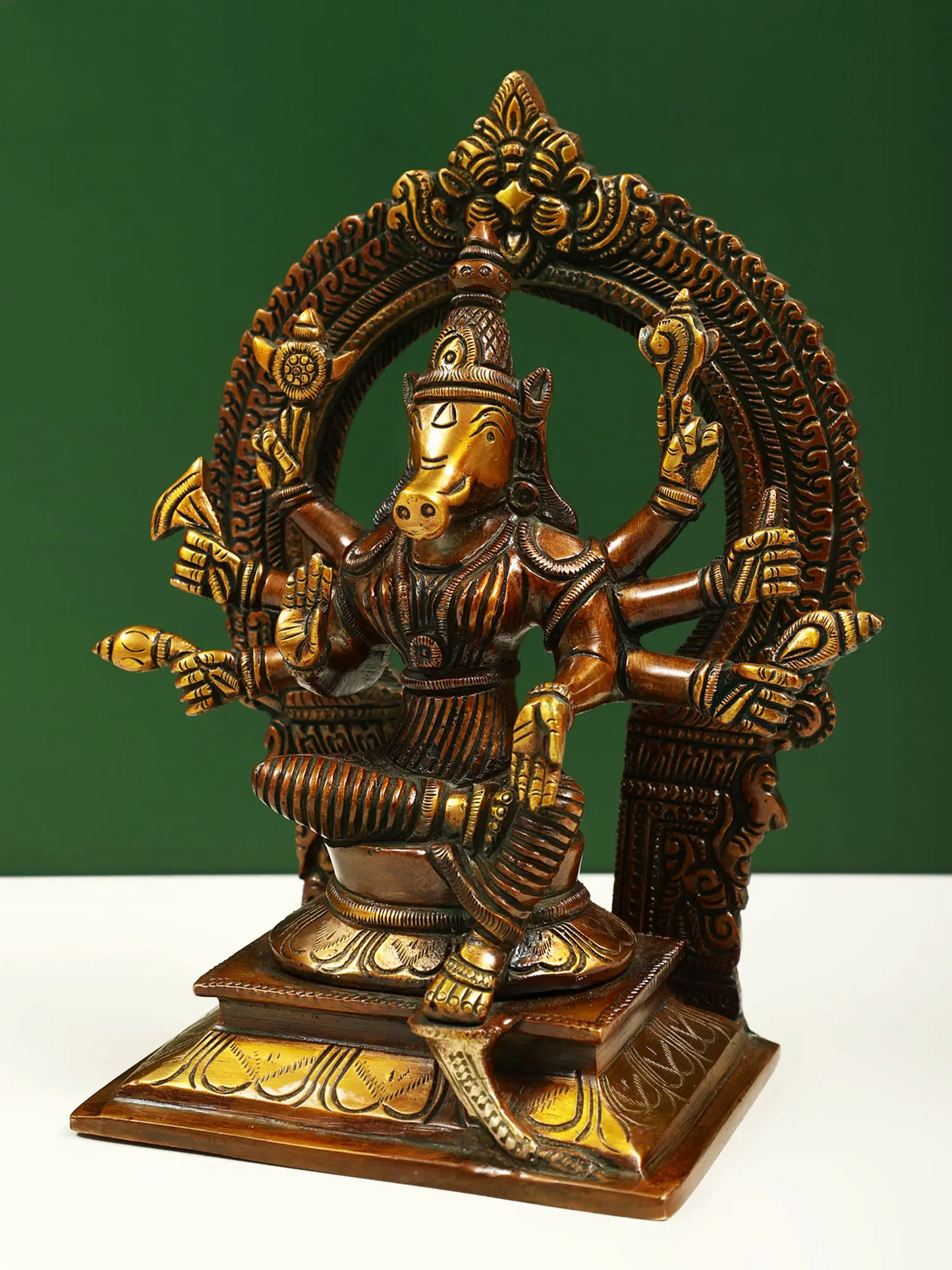 Brassaura® Brass Varaha Statue | Height 8.07 Inches & Weight 2.39 kg