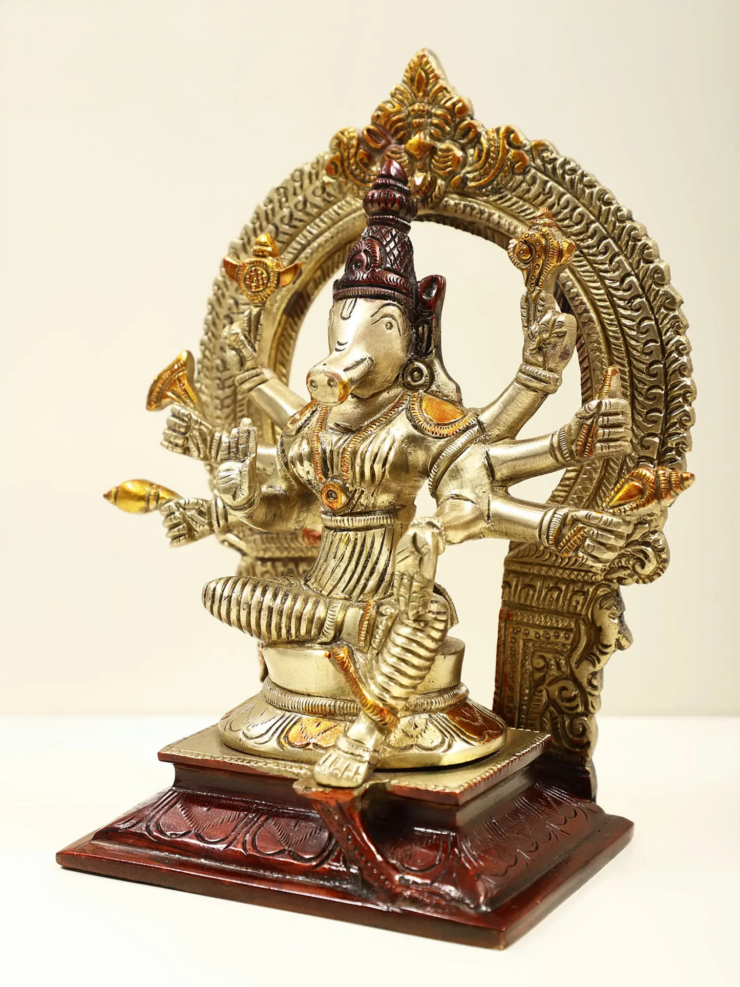 Brassaura® Brass Varahi Statue | Height 8.07 Inches & Weight 2.39 kg