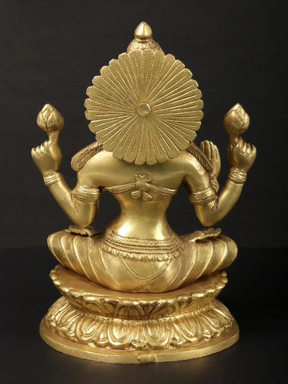 Brassaura® Four-Armed Goddess Lakshmi in Abhaya Mudra | Brass Statue | Height 9.6 Inches & Weight 3.10 kgs