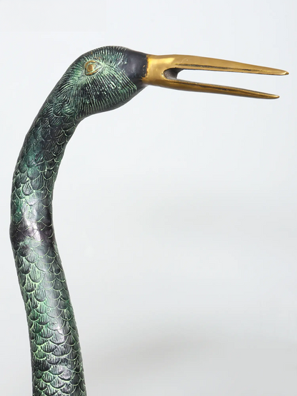 Brassaura® Pair of Decorative Crane Brass Sculptures | Handcrafted Home Décor Statues | Height 67 Inches & Weight 64 kgs