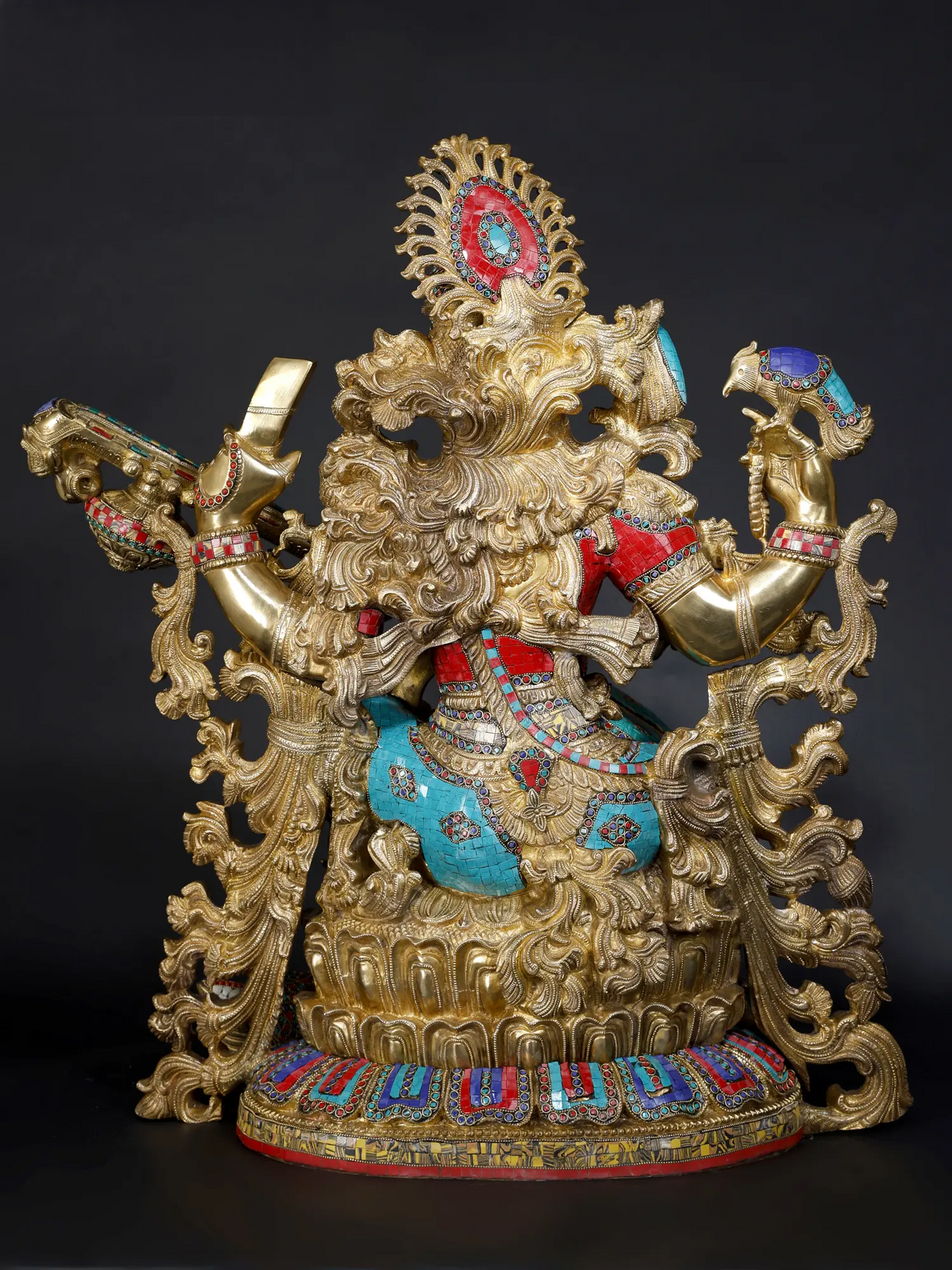 Brassaura® Grand Brass Goddess Saraswati Statue | 33.07 Inches | 87 kg