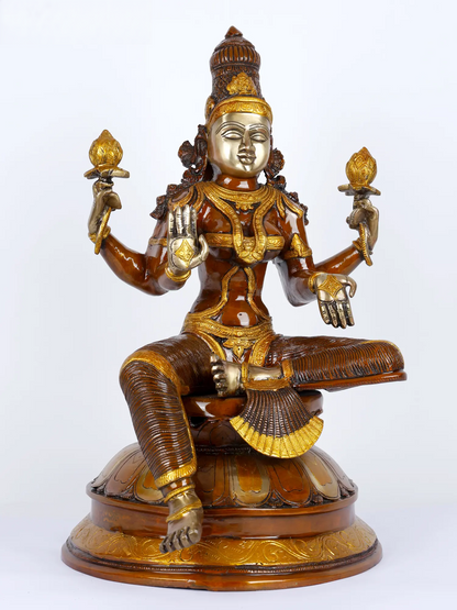 Brassaura® Large Brass Goddess Lakshmi Statue | 23.43 Inches | 25.57 kg