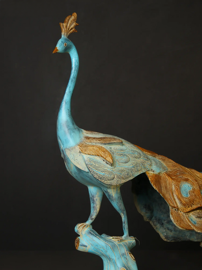 Brassaura® Decorative Brass Peacock Sculpture | Pure Brass | Height 25 Inches & Weight 23.50 kgs