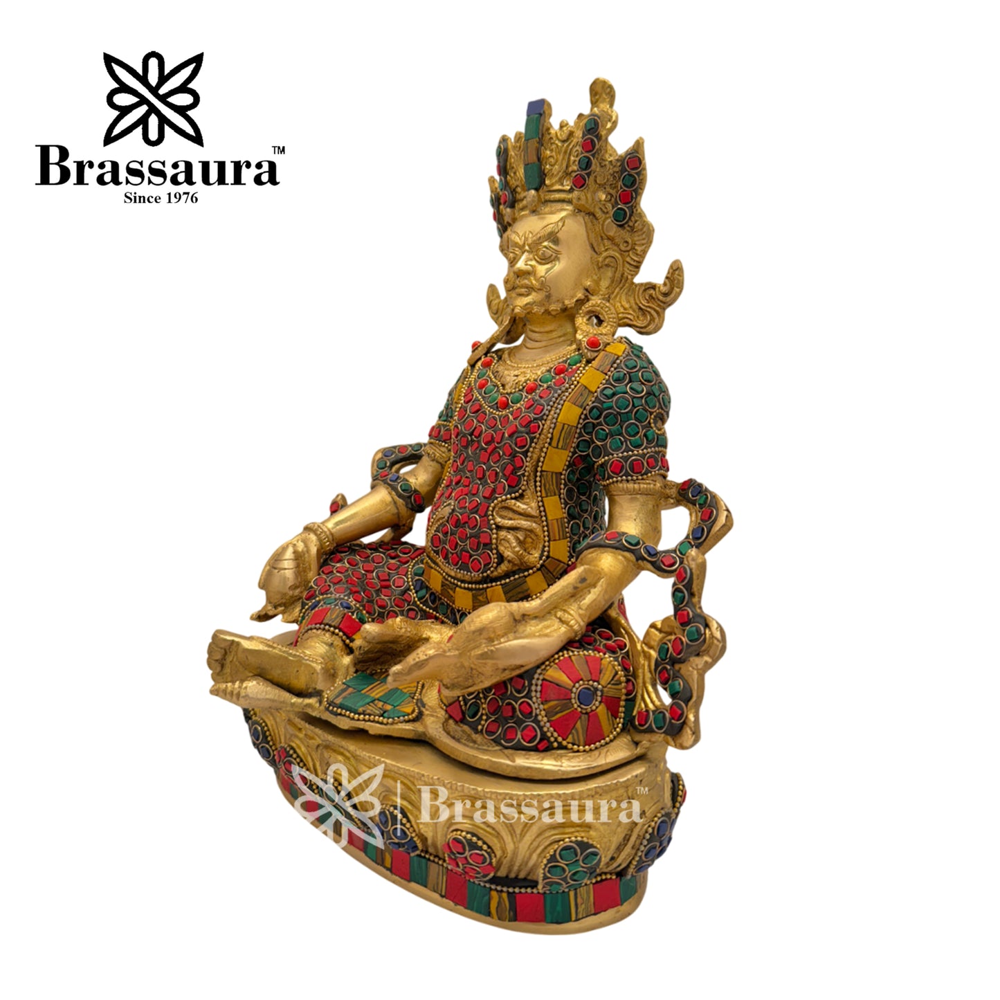 Brass Gem Stone Work Kuber Idol for Home and Decor Weight 5 Kg Height 31 cm