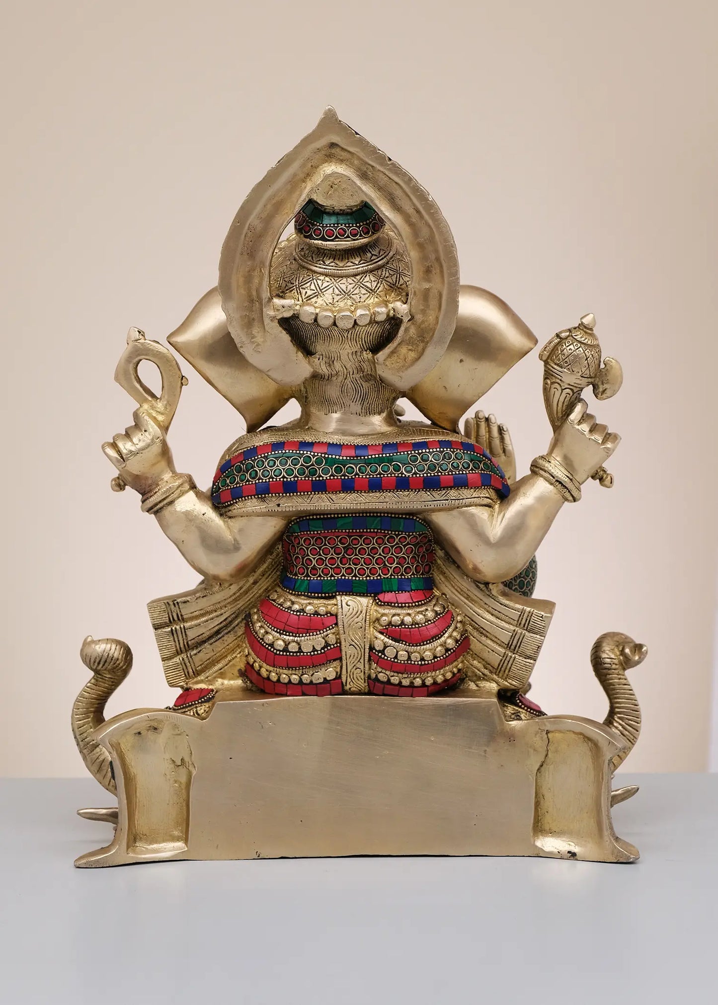 Brassaura™ Lord Ganesha Idol | Pure Brass with Meenakari Inlay Work | Height 17 Inches