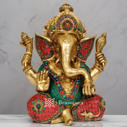 Brassaura™ Brass Ganesha Statue – “Lord of Beginnings” | Height 12.2 Inches & Weight 13 Kgs