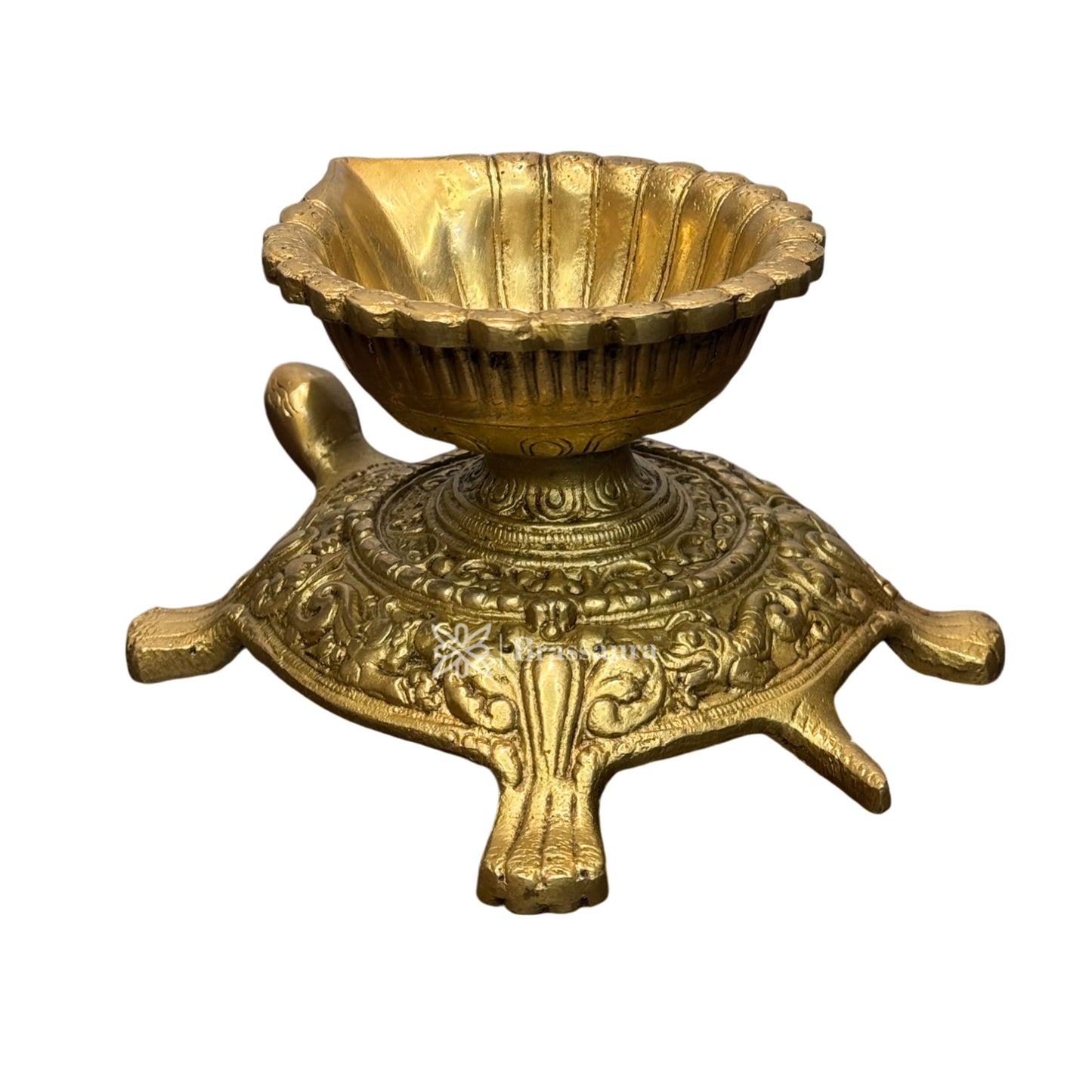 Brass Turtle Diya for Home and Decor and Diwali Gift Items Brass Deepak for Pooja Room Good Luck Vastu and Fengshui Best in Living Room and Home entrace Weight 1.55 Kg Height 13 cm