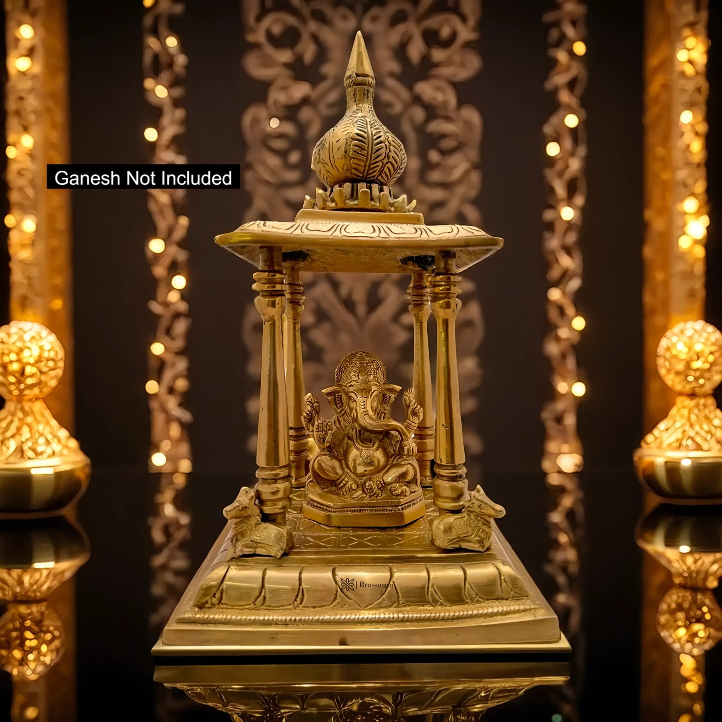 Brassaura™ Brass Temple Statue – Height 10 Inches & Weight 4.3 Kgs | Traditional Pooja Room Décor