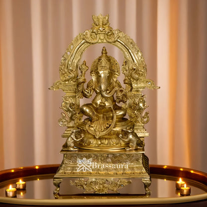 Brassaura™ Brass Ganesha Idol | Height 28 Inches & Weight 30 Kgs