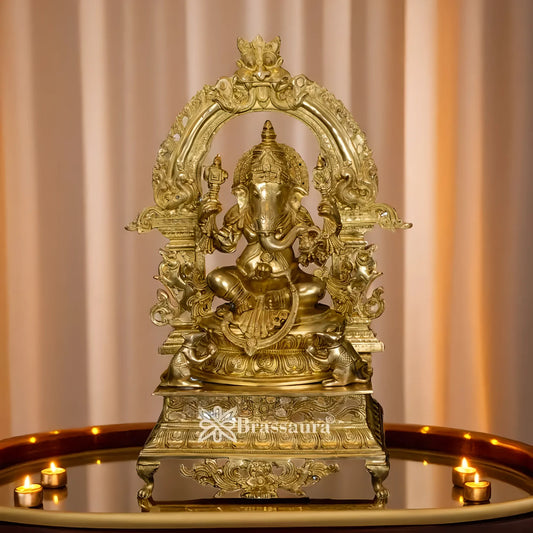 Brassaura™ Brass Ganesha Idol | Height 28 Inches & Weight 30 Kgs