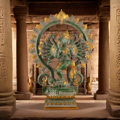 Brassaura™ Brass Dancing Ganesha Idol for Home and Decor | Weight 22 Kgs | Height 25.5 Inches