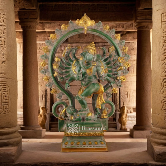 Brassaura™ Brass Dancing Ganesha Idol for Home and Decor | Weight 22 Kgs | Height 25.5 Inches