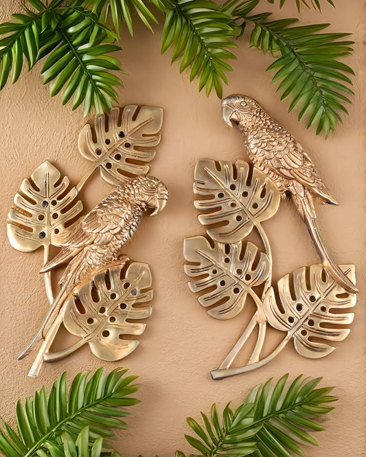 Brassaura™ Brass Parrot Wall Hanging – Height 15 Inches & Weight 2.8 Kgs (Pair)