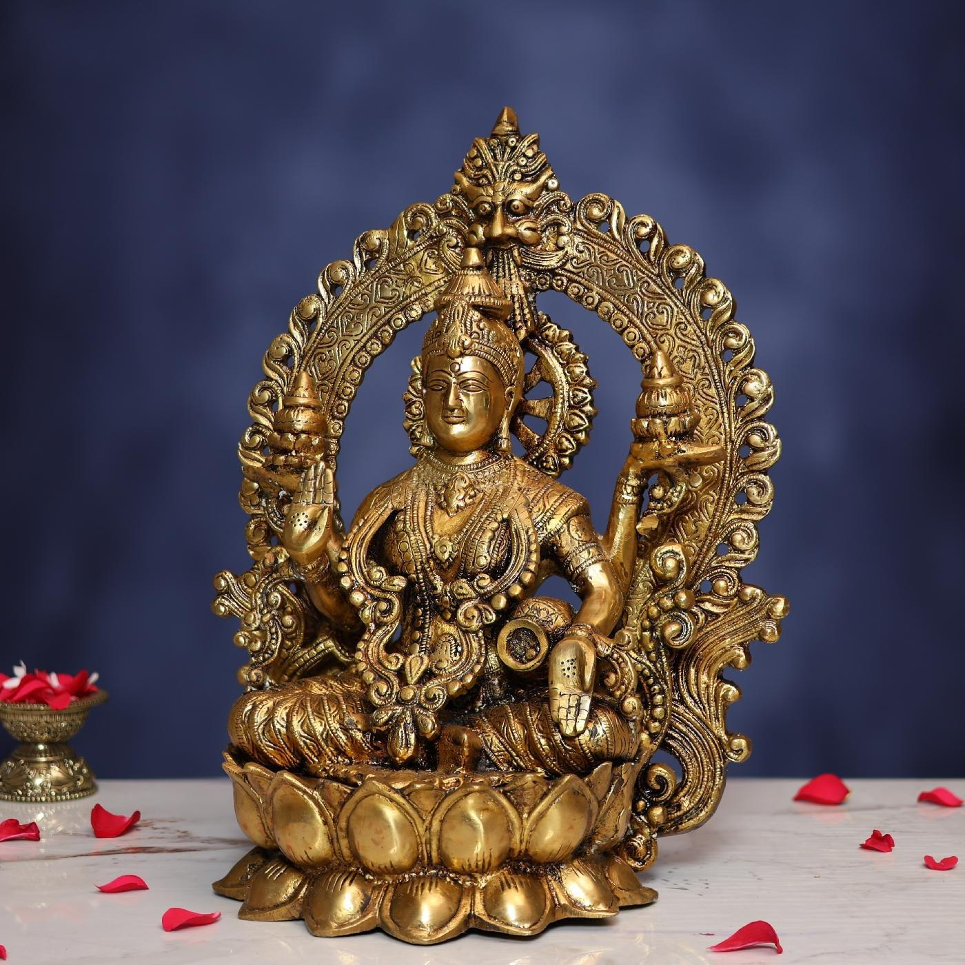 BRASS LAXMI IDOL HEIGHT 14.5 INCH
