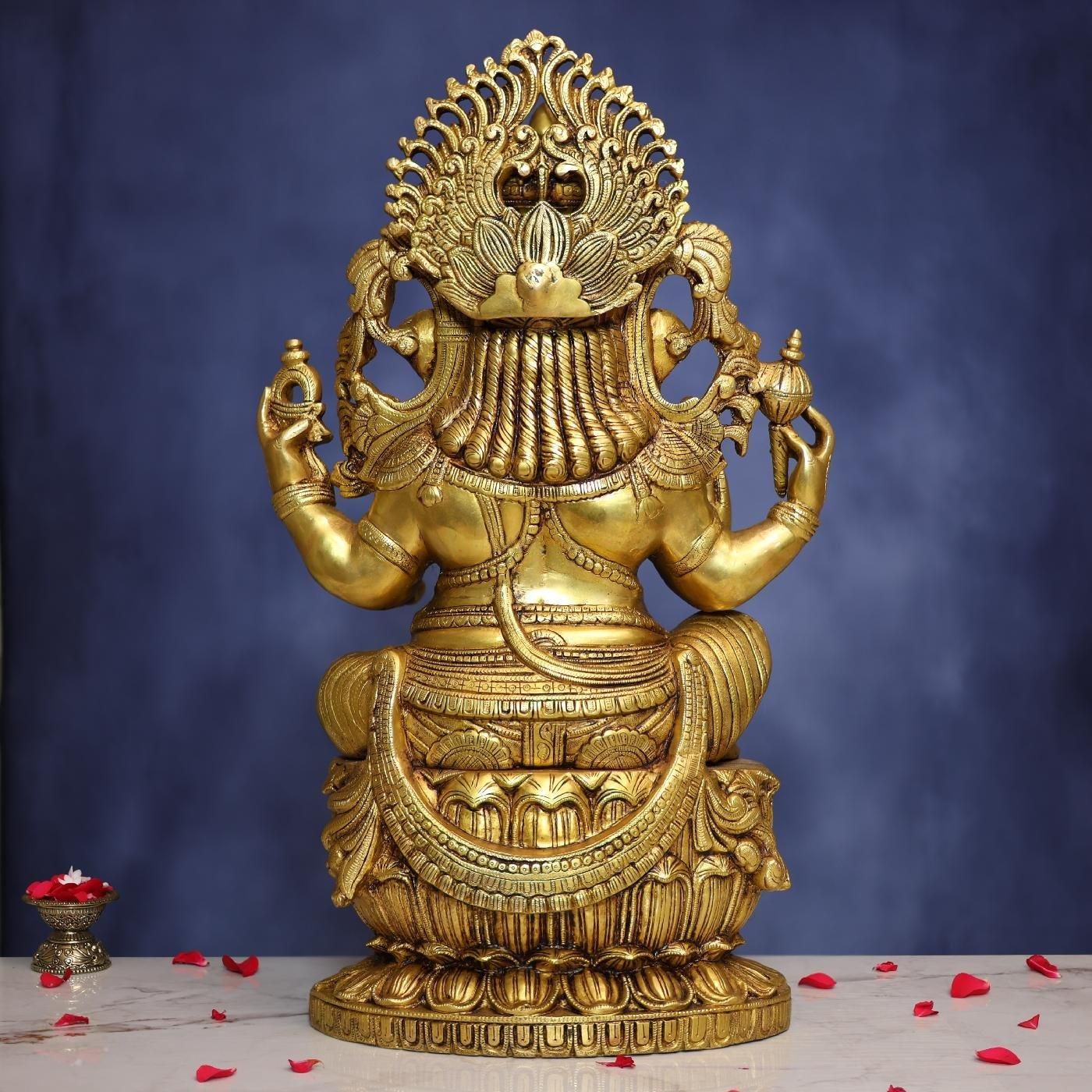 Brassaura® Big Lord Ganesha Brass Idol | Pure Brass | Height 25.5 Inches & Weight 35 kgs