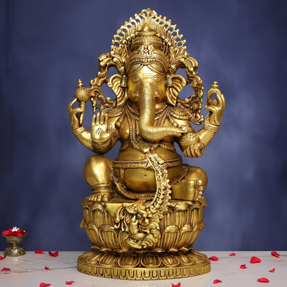 Brassaura® Big Lord Ganesha Brass Idol | Pure Brass | Height 25.5 Inches & Weight 35 kgs