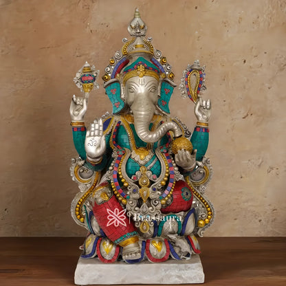 Brassaura™ Brass Ganesha Statue – “Blessings of Abundance” | Height 22 Inches & Weight 23 Kgs