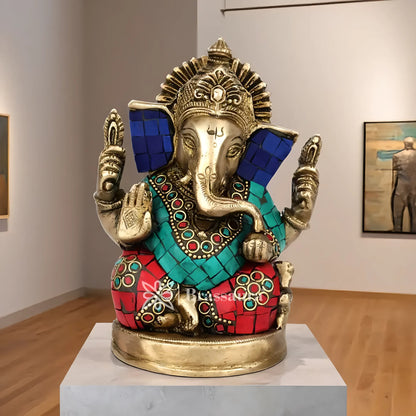Brassaura™ Brass Ganesha Statue | Handcrafted Vinayaka Idol for Home & Décor | Height 5.5 Inches & Weight 1.3 Kgs
