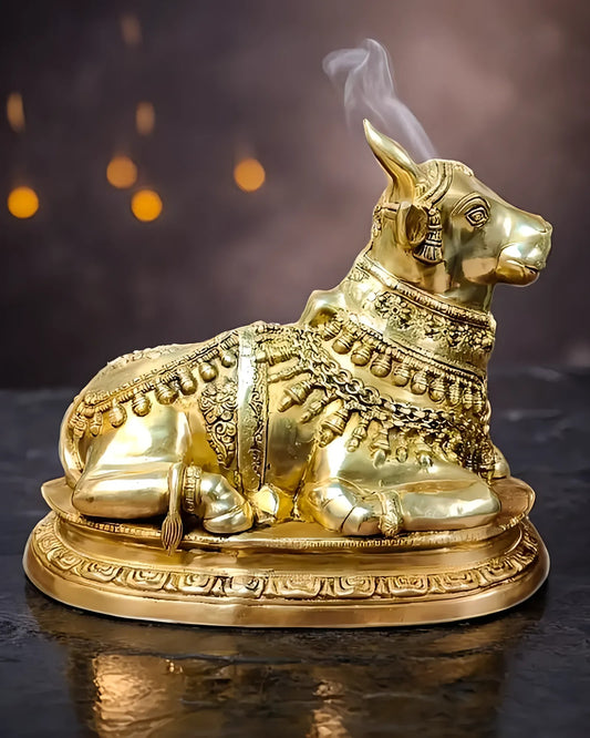 Brassaura™ Brass Nandi Sculpture – Height 16.5 Inches & Weight 19.5 Kgs | Traditional Temple Idol