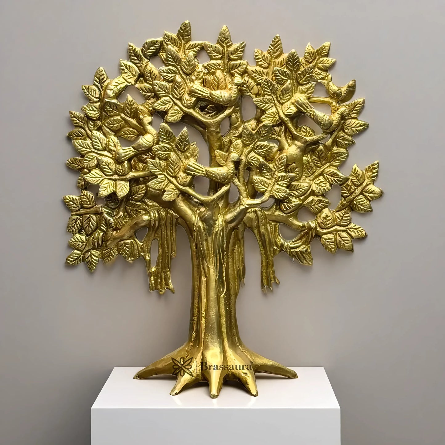 Brassaura™ Brass Tree Home Décor – Height 11 Inches & Weight 1.3 Kgs | Exquisite Handcrafted Art Piece for Living Space