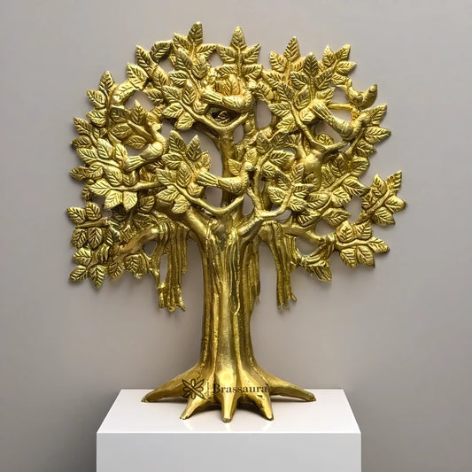 Brassaura™ Brass Tree Home Décor – Height 11 Inches & Weight 1.3 Kgs | Exquisite Handcrafted Art Piece for Living Space