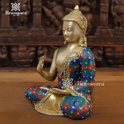 Brass Buddha For Home And Décor Weight 6 kg Height 12 Inch
