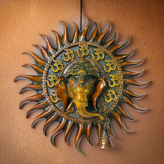 Brassaura™ Traditional Brass Ganesha Wall Hanging – Height 12.8 Inches & Weight 2.5 Kgs | Home & Temple Décor