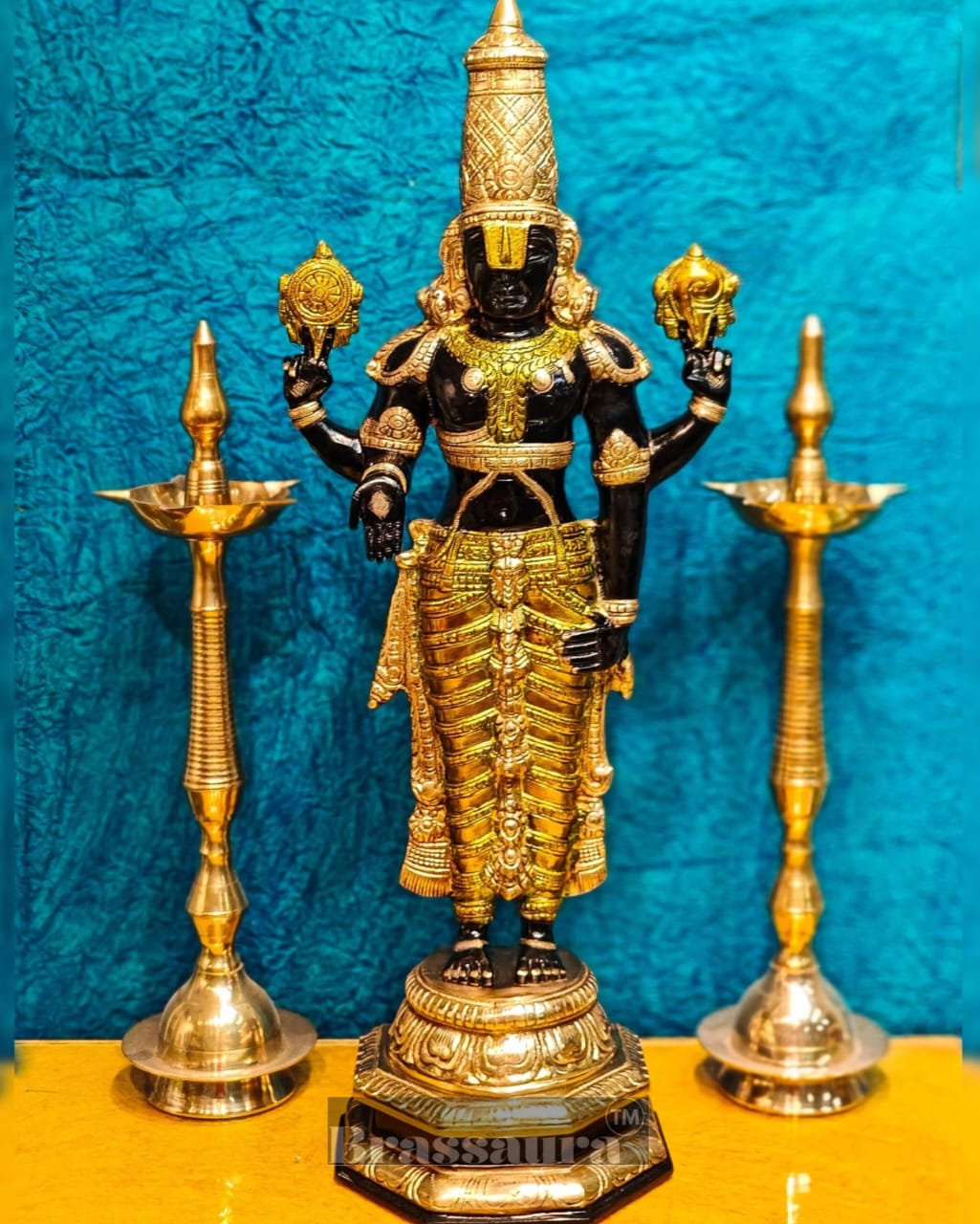 Brassaura™ Pure Brass Tirupati Balaji Idol – 33.5 Inches, 22 Kgs