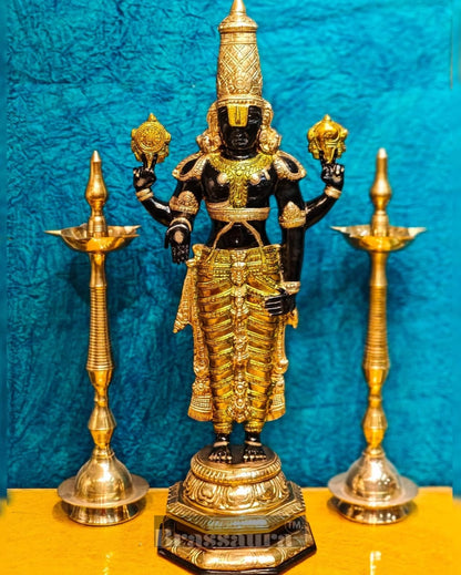 Brassaura™ Pure Brass Tirupati Balaji Idol – 33.5 Inches, 22 Kgs