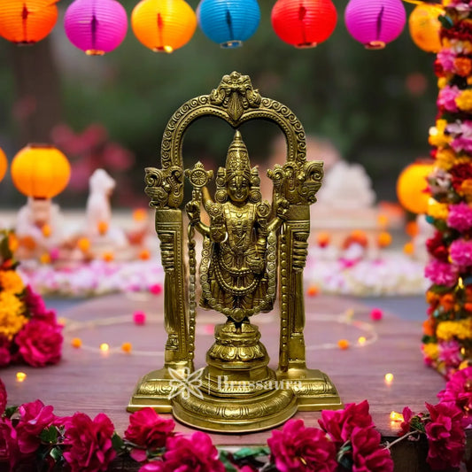 Brass Golden Venkateshwara Bala Ji Idol for Home and Decor Height 14.1 Inch Weight 4.8 Kg