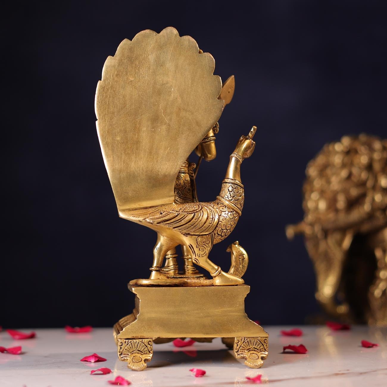 Brassaura® Lord Murugan Standing Idol with Polished Finish | Pure Superfine Brass Handcrafted Murti | Brass Statue for Home Temple, Pooja Room | Height 12 Inches | Weight 4.5 Kgs