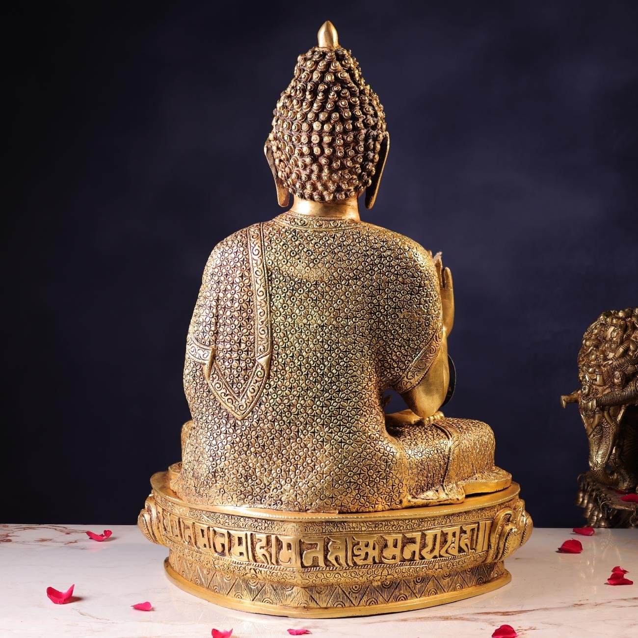 Brassaura® Buddha Sitting in Meditation Idol with Polished Finish | Pure Superfine Brass Handcrafted Murti | Brass Statue for Home Temple, Pooja Room | Height 22.5 Inches | Weight 25 Kgs