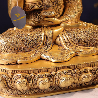 Brassaura® Buddha Sitting in Meditation Idol with Polished Finish | Pure Superfine Brass Handcrafted Murti | Brass Statue for Home Temple, Pooja Room | Height 22.5 Inches | Weight 25 Kgs