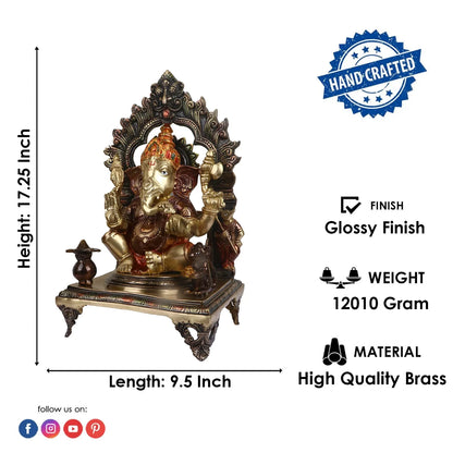 Brassaura® Brass Ganesha Statue | Height 17.25 Inches